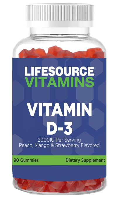 LifeSource Vitamins Vitamin D-3 2000 IU Gummies, 90 Count