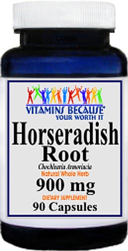 Vitamins Because Your Worth It Horseradish Root 900mg Natural Whole Herb Capsule, 1 Count