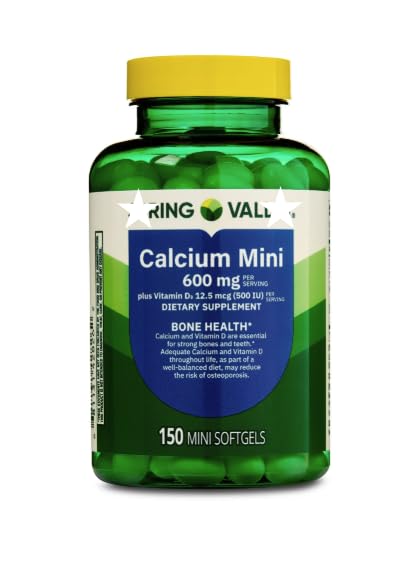 Generic Calcium 600mg with Vitamin D3 Bone & Teeth Support Softgels, 150 Count