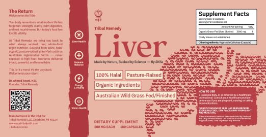 Tribal Remedy Beef Liver Supplement Capsule 180 Count