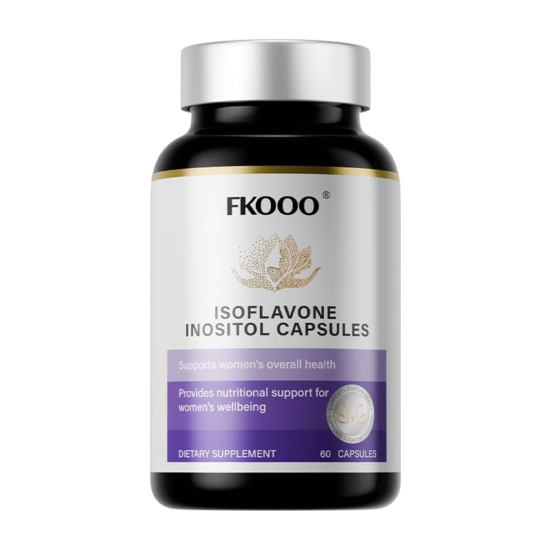 FKOOO Isoflavone Inositol Capsules for Women with Evening Primrose Oil, Flaxseed, Cranberry, Vitamins D & E, 60 Capsules