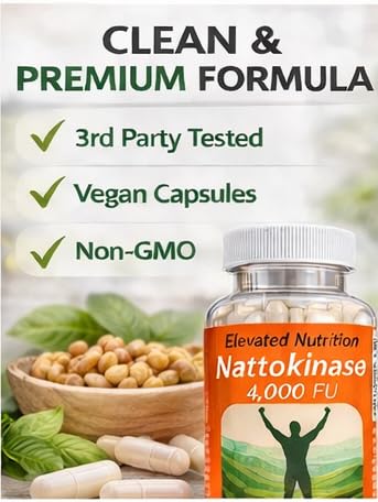 Elevated Nutrition Nattokinase 4,000 FU per Capsule, 120 Capsules
