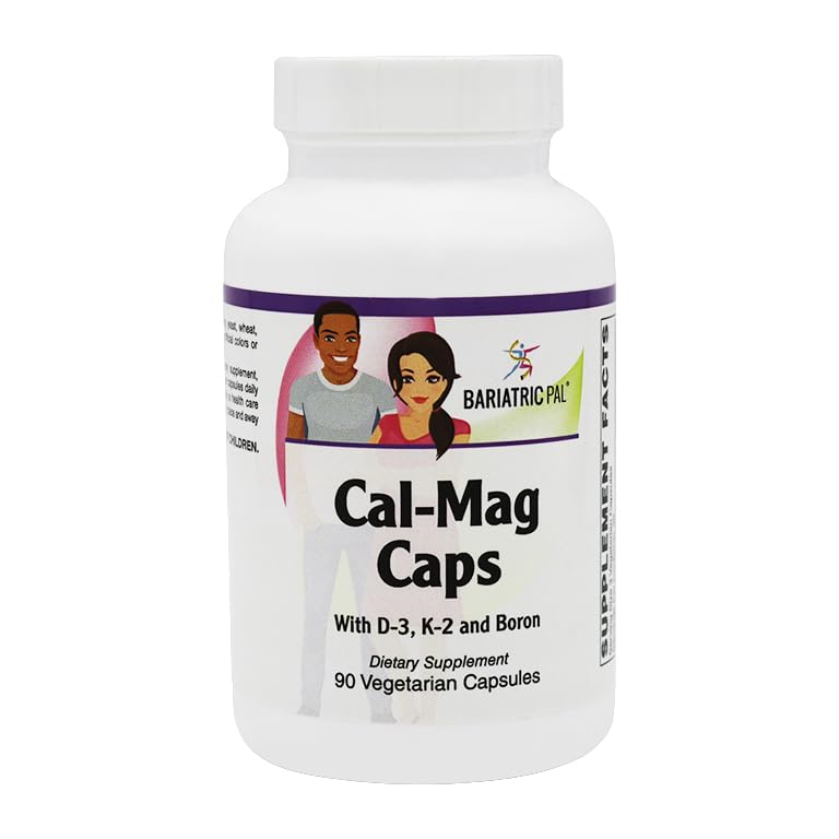BariatricPal Calcium & Magnesium Vegetarian Capsules with D3, K2, and Boron, 90 Capsules