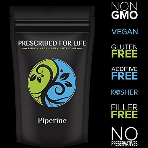 Prescribed For Life Piperine Powder, 95% Black Pepper Extract, Natural Antioxidant, 176.37 Ounces