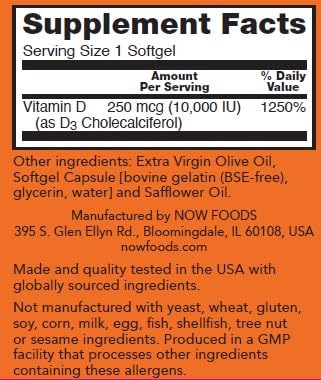 NOW Foods Vitamin D-3 Softgels 400