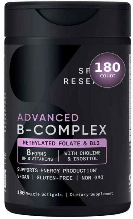 Adventure Home Sports Advanced B-Complex with Methylated Folate & B12 Softgels, 180 Count