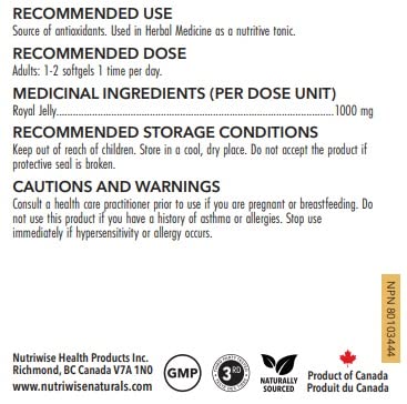 NutriWise Premium Royal Jelly 1000mg Softgel 120 Count