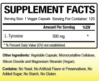 Biotech Nutritions L-Tyrosine 500 mg Vegetable Capsules, 120 Count