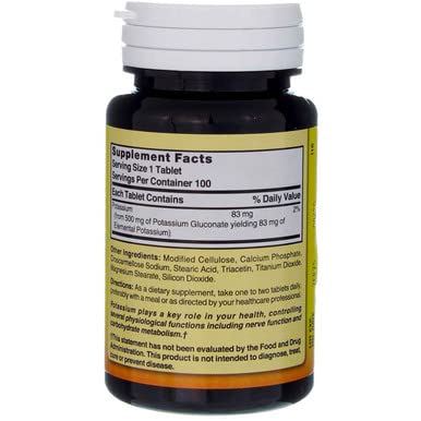 Nature's Blend Potassium Gluconate 500 mg Tablets, 100 Count