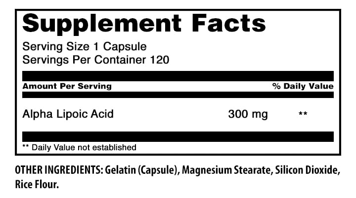 Amazing Nutrition Alpha Lipoic Acid 300 Mg Capsules 120 Count