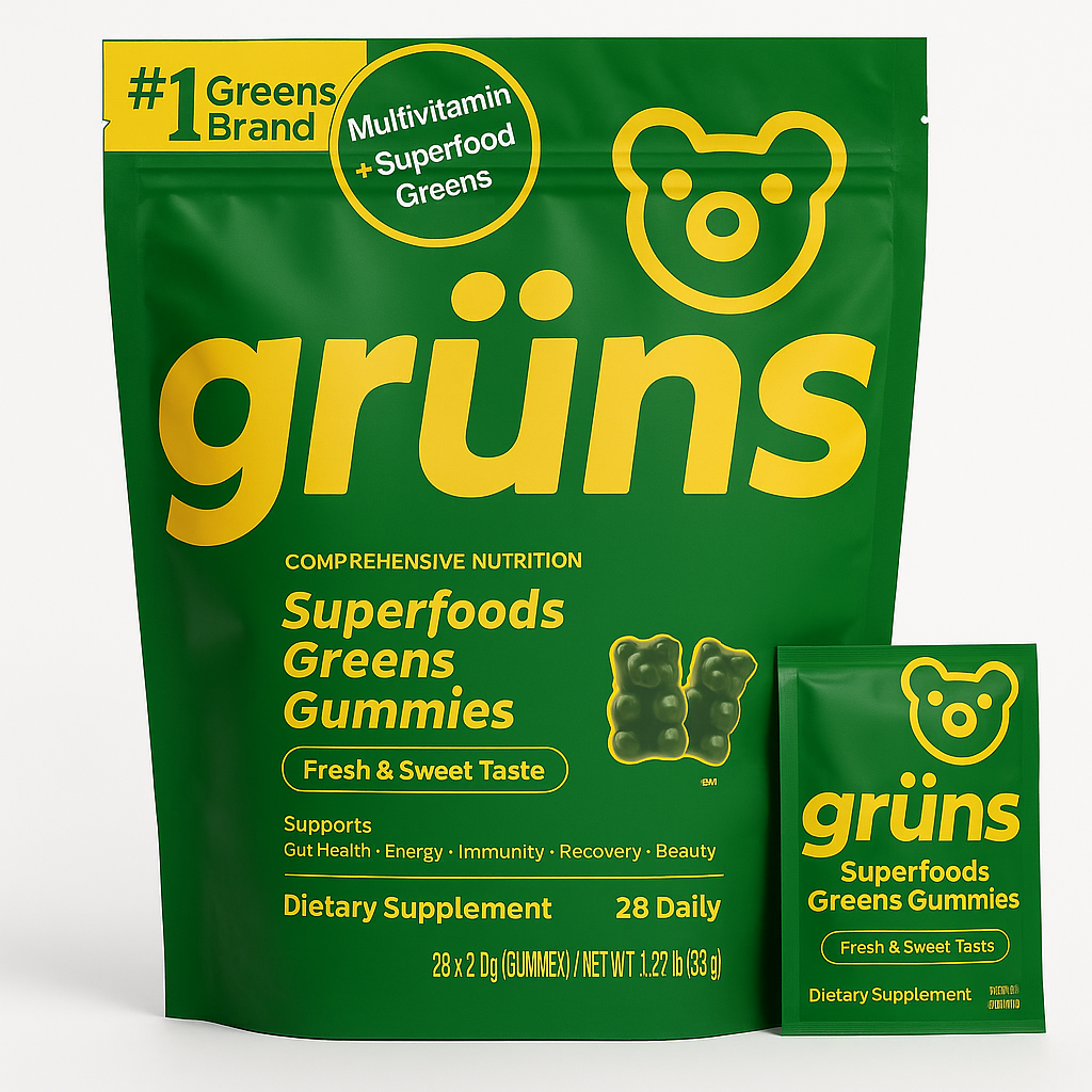 Grüns Adult Greens Gummies & Daily Multivitamin, 28 Count