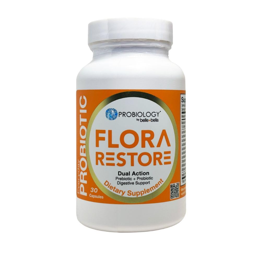 belle+bella Flora Restore Daily Probiotic 15 Billion Live Cultures 30 Capsules