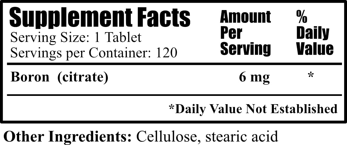 Daily Manufacturing Boron Tablet, 120 Count