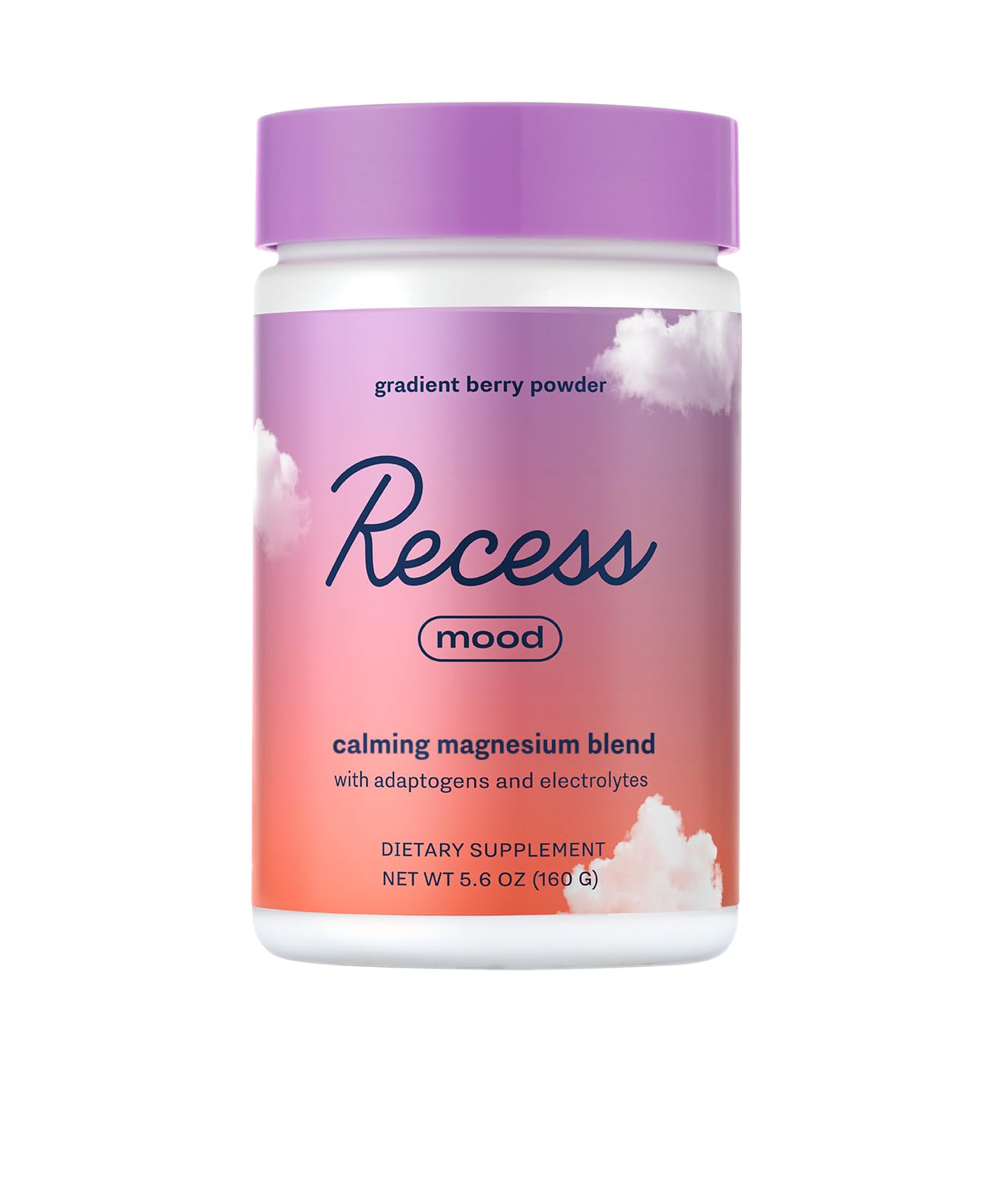 Recess Mood Powder Magnesium L-Threonate Blend with Passion Flower, L-Theanine, Electrolytes, Magnesium Calm Support - Gradient Berry, 5.6 oz