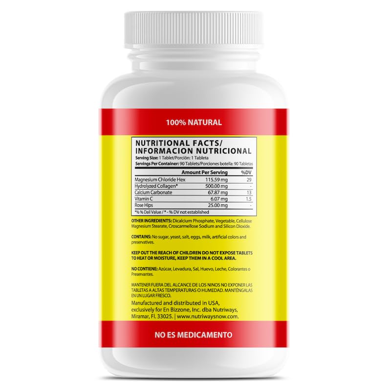 Nutriways Cloru-Col Plus Magnesium Chloride and Hydrolyzed Collagen Dietary Supplement Tablet 1 Count