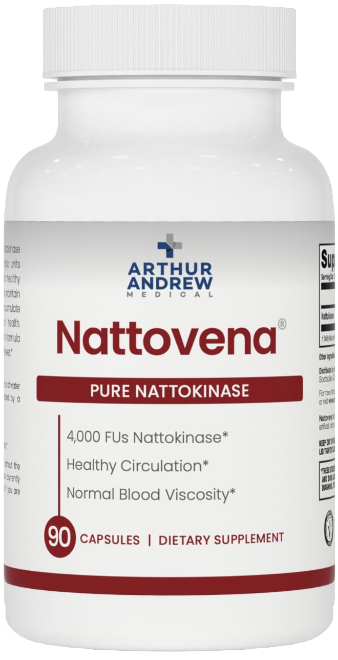 Arthur Andrew Medical Nattovena Pure Nattokinase Supplement, Capsules, Double Strength 4000 FUs per Capsule, 90 Capsules
