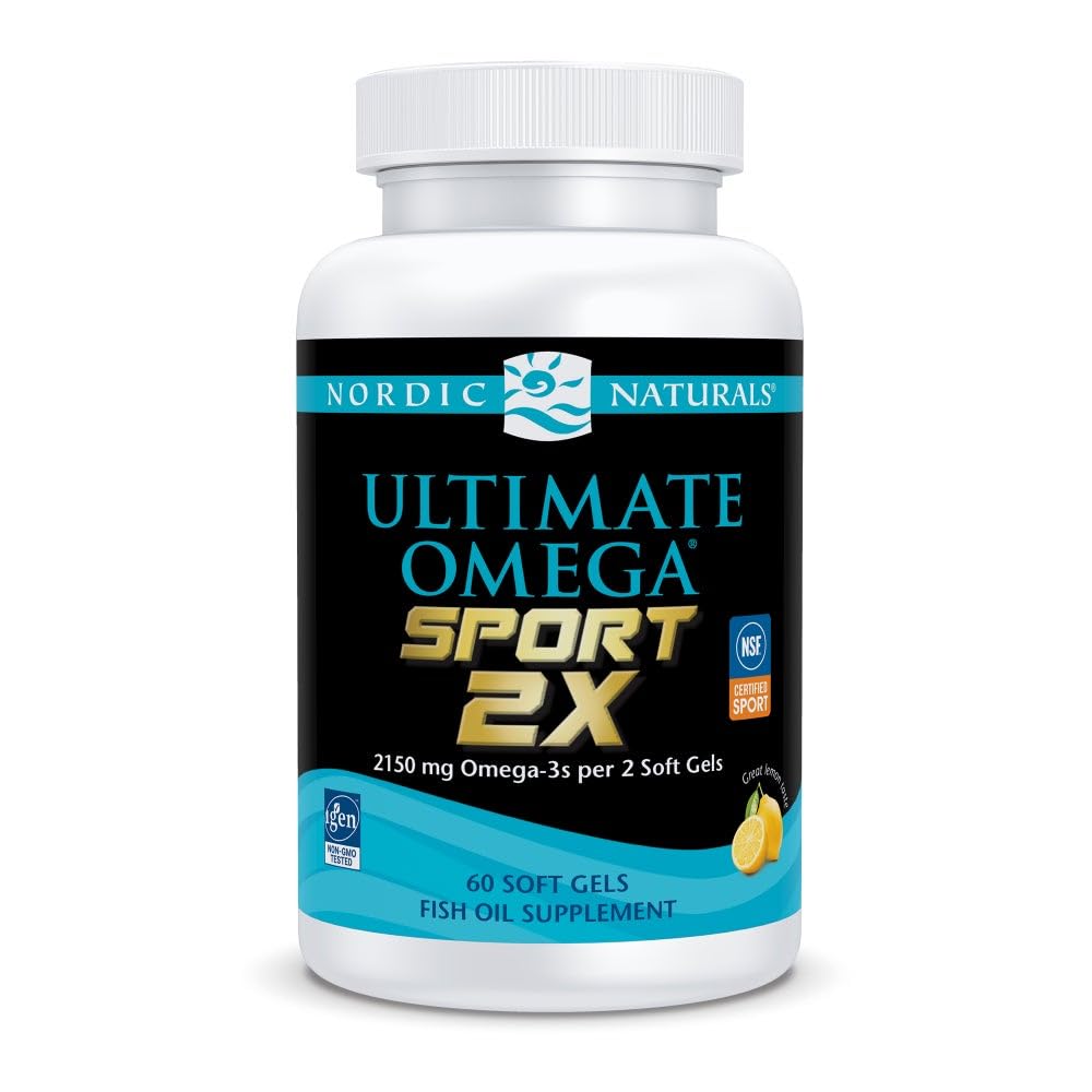 Nordic Naturals Ultimate Omega Sport 2X Lemon Flavor Soft Gels, 60