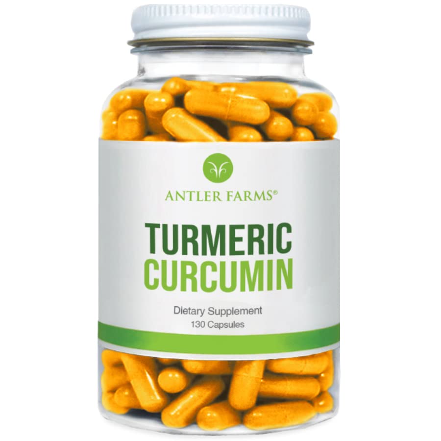 Antler Farms 100% Pure Turmeric Curcumin Vegan Capsules 130 Count