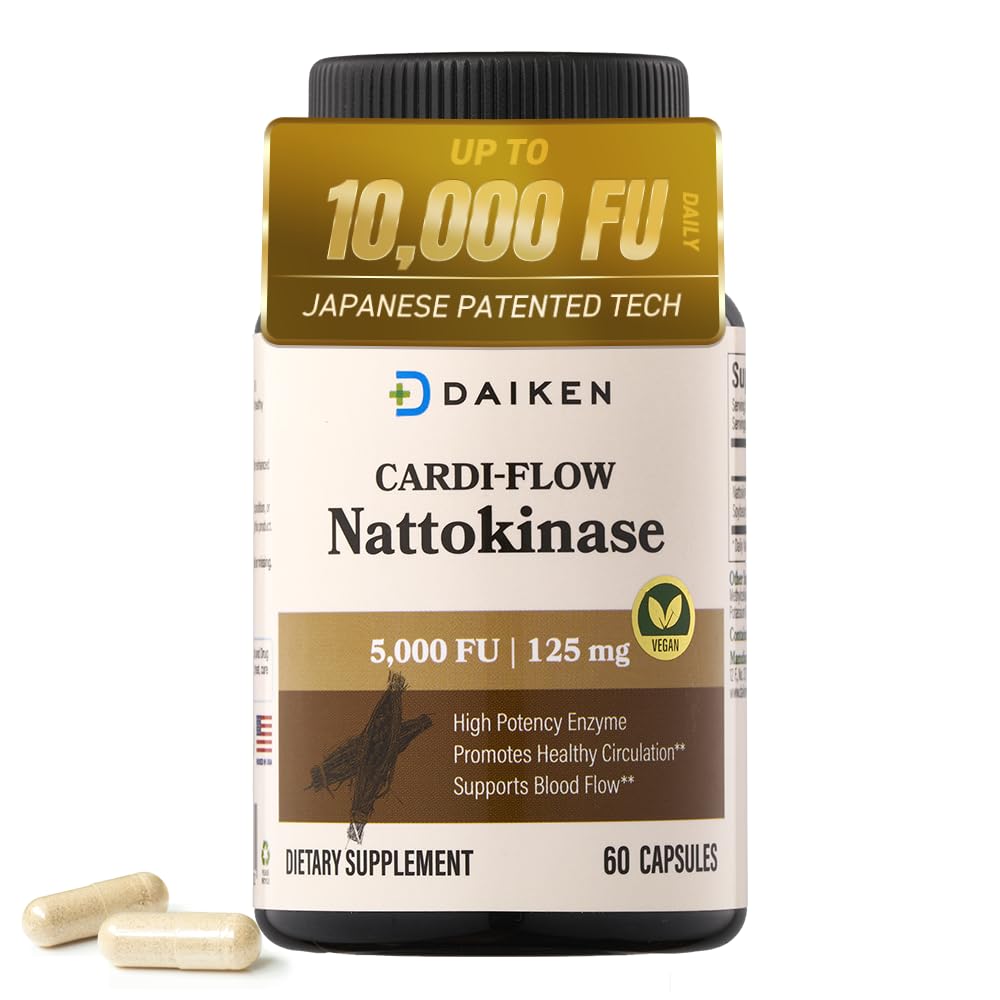 DAIKEN Nattokinase Supplement 40000 FU/g for Circulation & Heart Capsule 60 Count