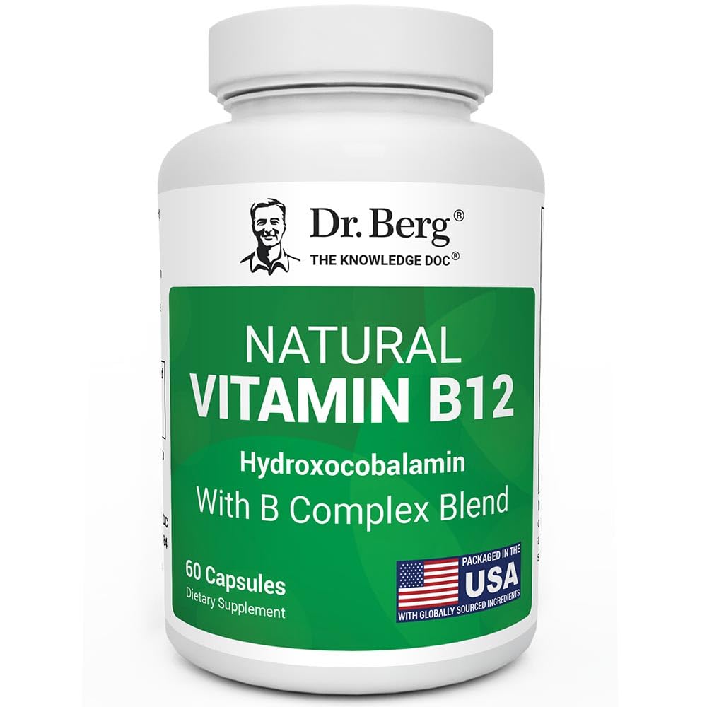 Dr. Berg Nutritionals Natural Vitamin B12 1000 mcg (Hydroxocobalamin) Capsules, 60 Count