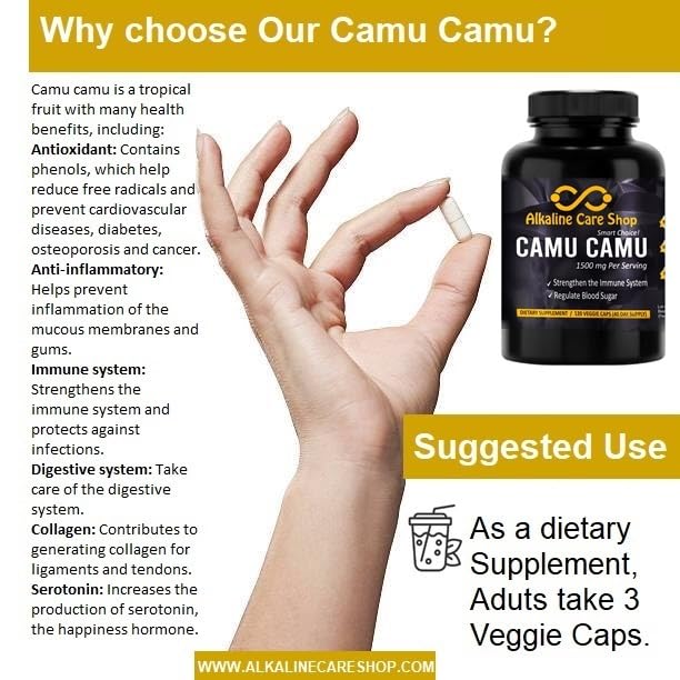 Alkaline Care Vitamin C from Camu Camu 1500mg Capsules, 120 Veggie Capsules