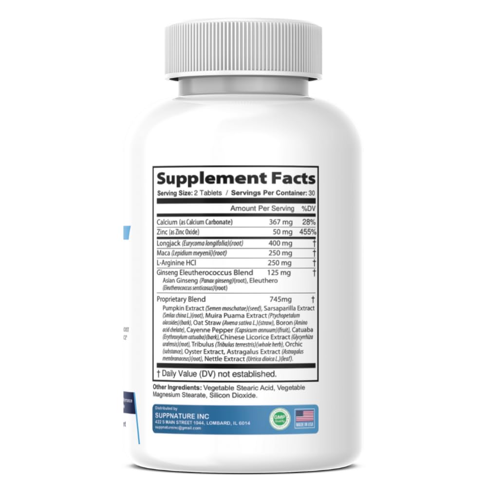SuppNature Elite Grow XL Tablets for Men 180 Count