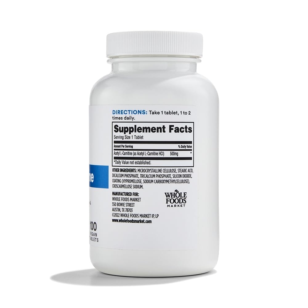 Whole Foods Market Acetyl L-Carnitine 500mg Tablet, 100 Count