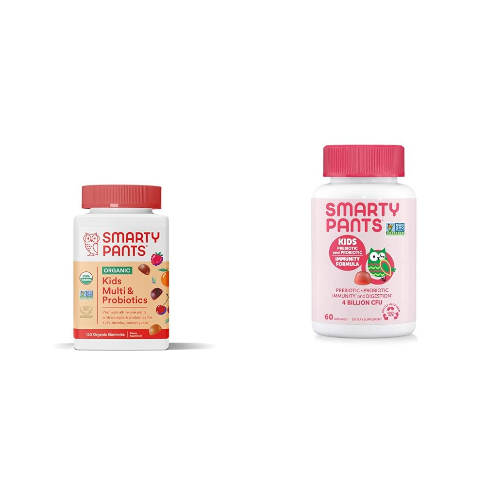 SmartyPants Organic Kids Multivitamin Gummies with Probiotics, 120 Gummies