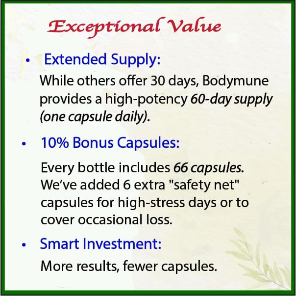 Bodymune Heart Health Blend Cholesterol Support – Organic Cardiovascular & Circulation Supplement – with Green Tea, Pomegranate & Black Seed Oil, 60 Capsules