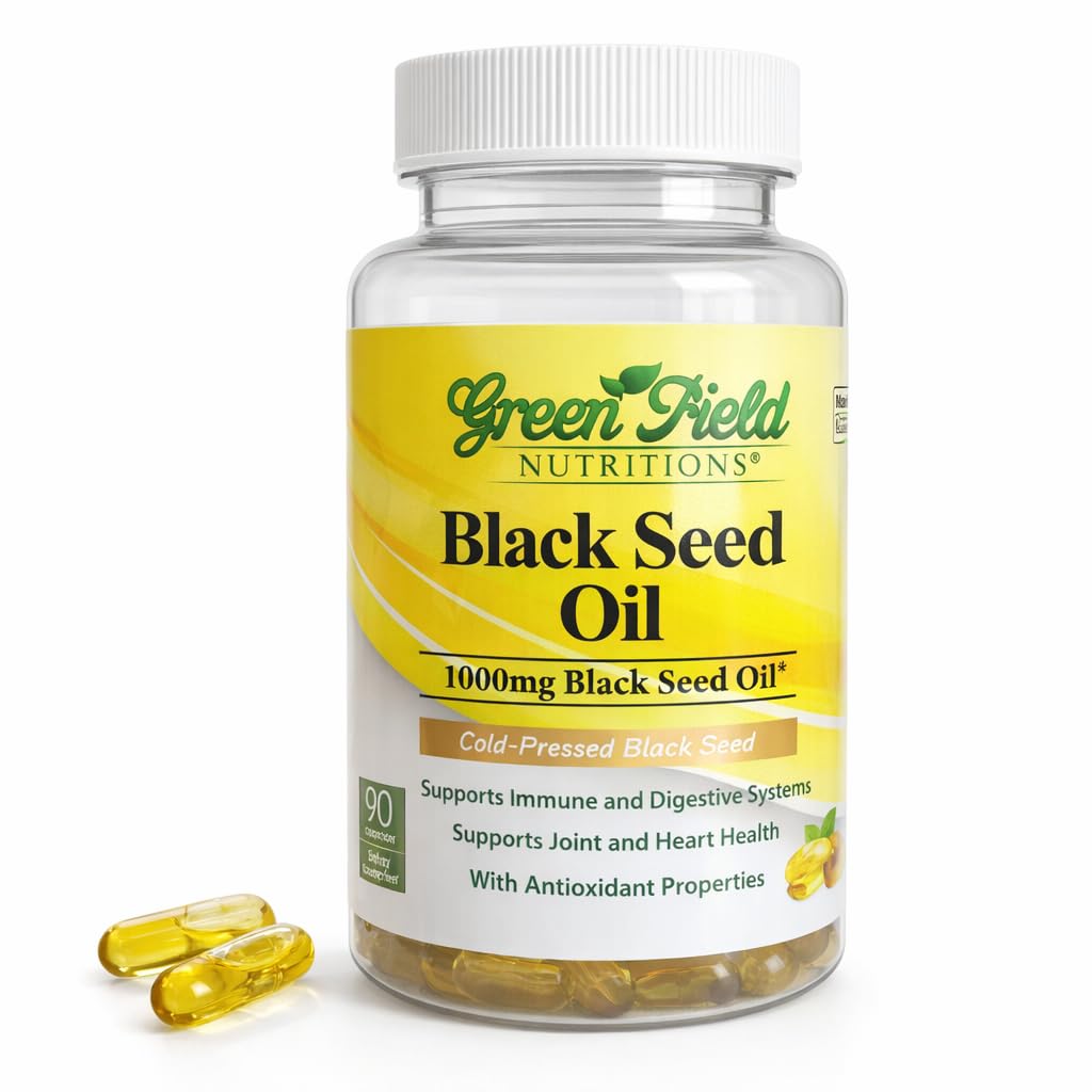 Greenfield Nutritions Black Seed Oil (Nigella Sativa) Vegetarian Liquid Capsules, 90
