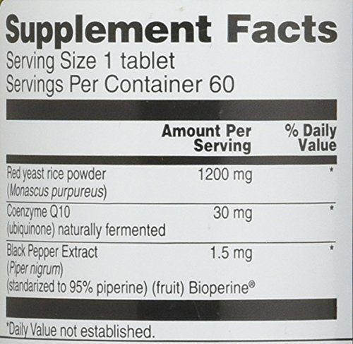 Vitacost Brand Red Yeast Rice 1200 mg with CoQ10 Extended Release 60 Tablets