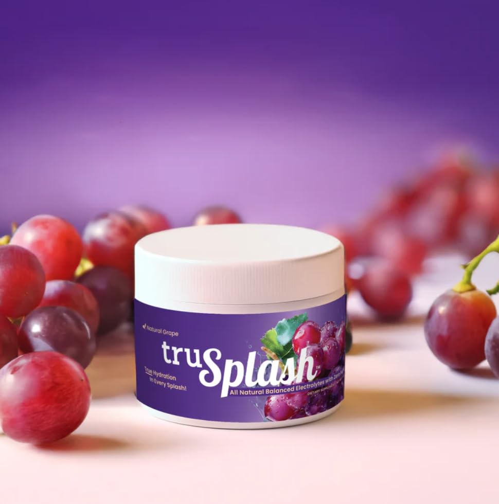 Truvidity Labs TruSPLASH Complete Hydration Electrolyte Powder (Natural Grape) - 30 Servings, 6.98 oz