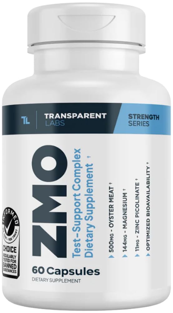 Transparent Labs ZMO Muscle Builder for Men & Women with Zinc, Magnesium Glycinate, & Oyster Powder for Muscle Recovery Capsule 60 Count