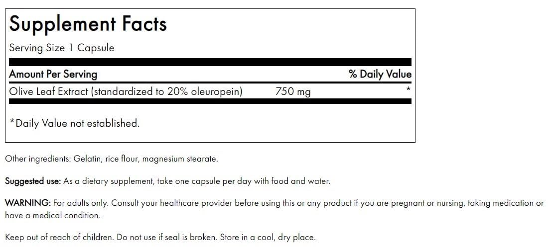 Swanson Olive Leaf Extract Capsules 60 Count