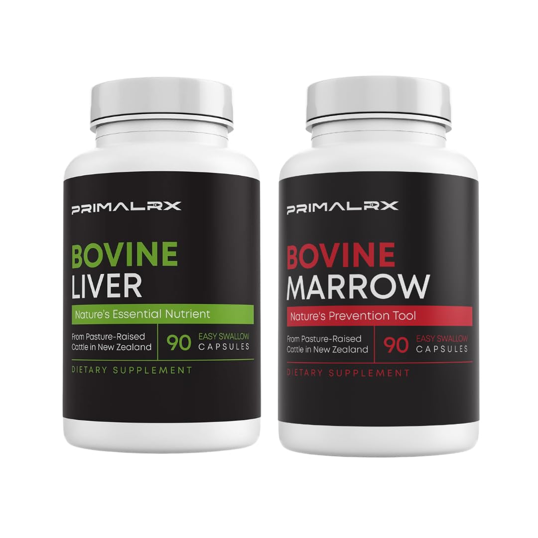 PRIMALRX Beef Liver & Beef Bone Marrow Supplement Bundle Capsules, 1 Count