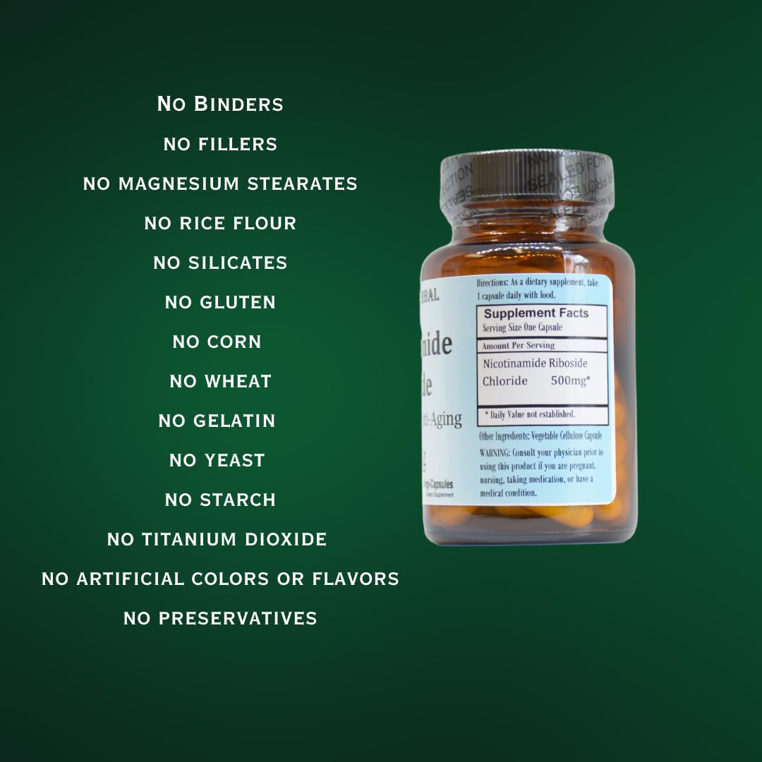 Barlowe's Herbal Elixirs Nicotinamide Riboside 500mg Per Capsule, 60 Capsules