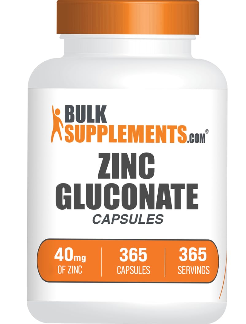 BulkSupplements Zinc Gluconate Capsules 365 Count