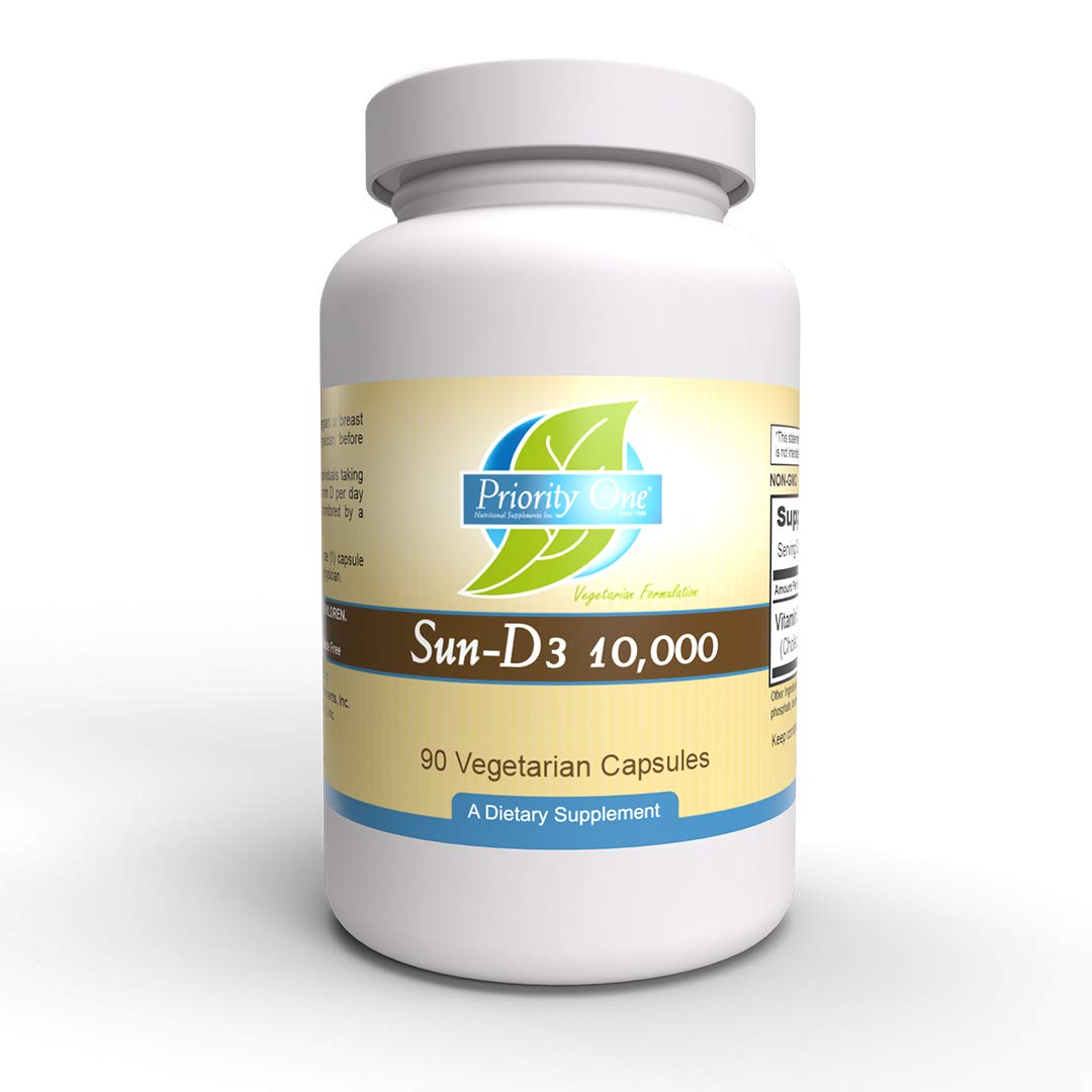 Priority One Vitamin D3 10,000 IU Vegetarian Capsules, 90 Capsules