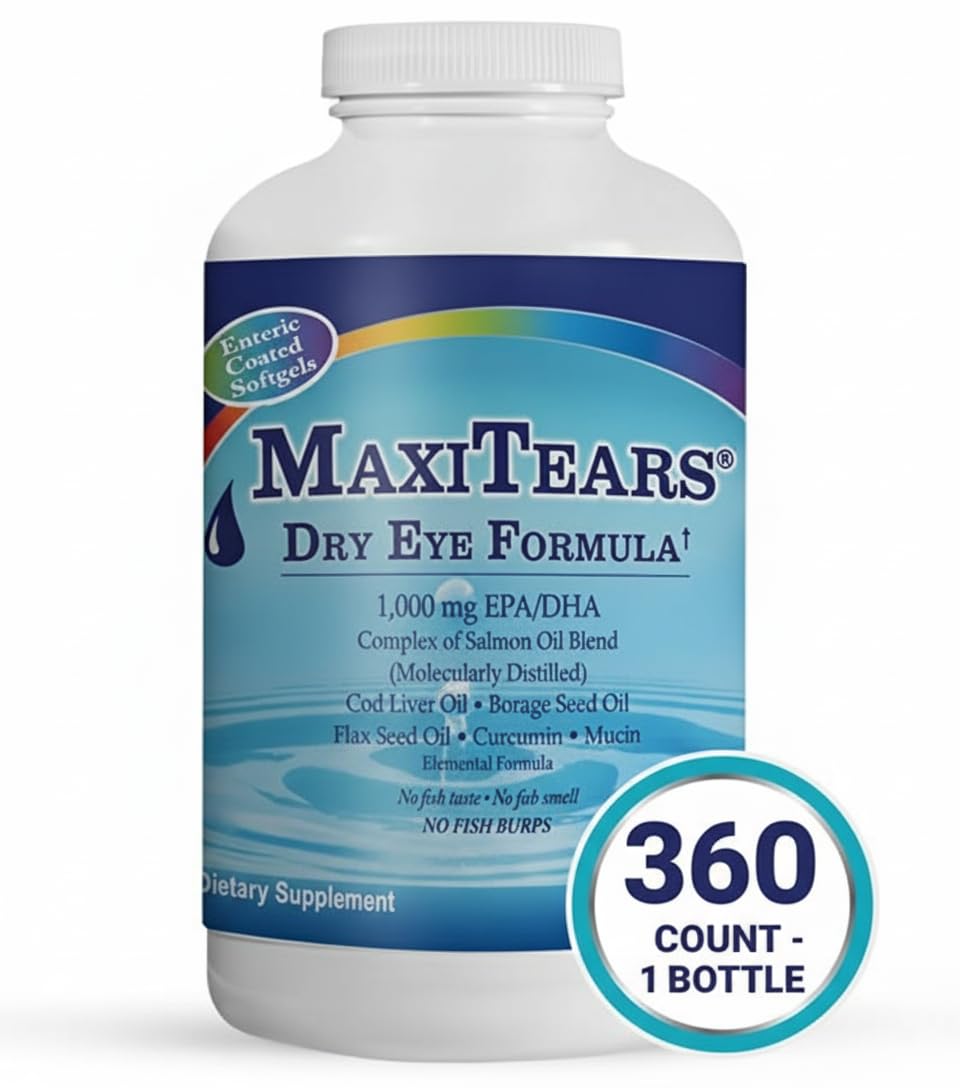 MaxiTears Dry Eye Supplement Softgels 360 Count