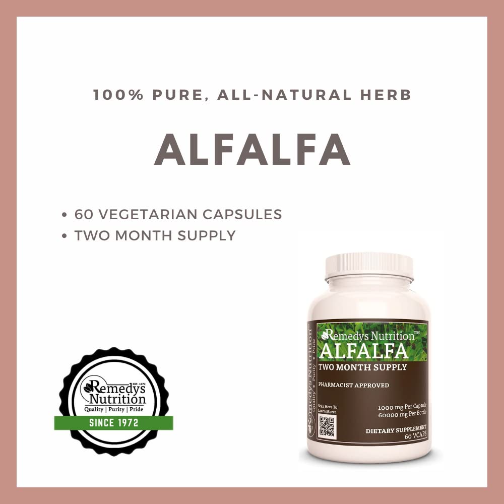 Remedy’s Nutrition Alfalfa 1000 mg Capsule, 60 Count