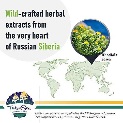 TAIGASEA Rhodiola Rosea Extract Capsules, 100 Count