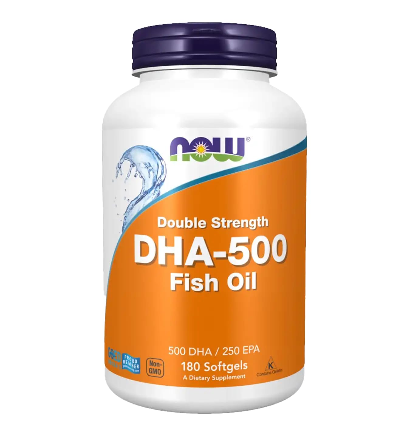 NOW Foods DHA 500 mg Double Strength Softgels, 180 Count