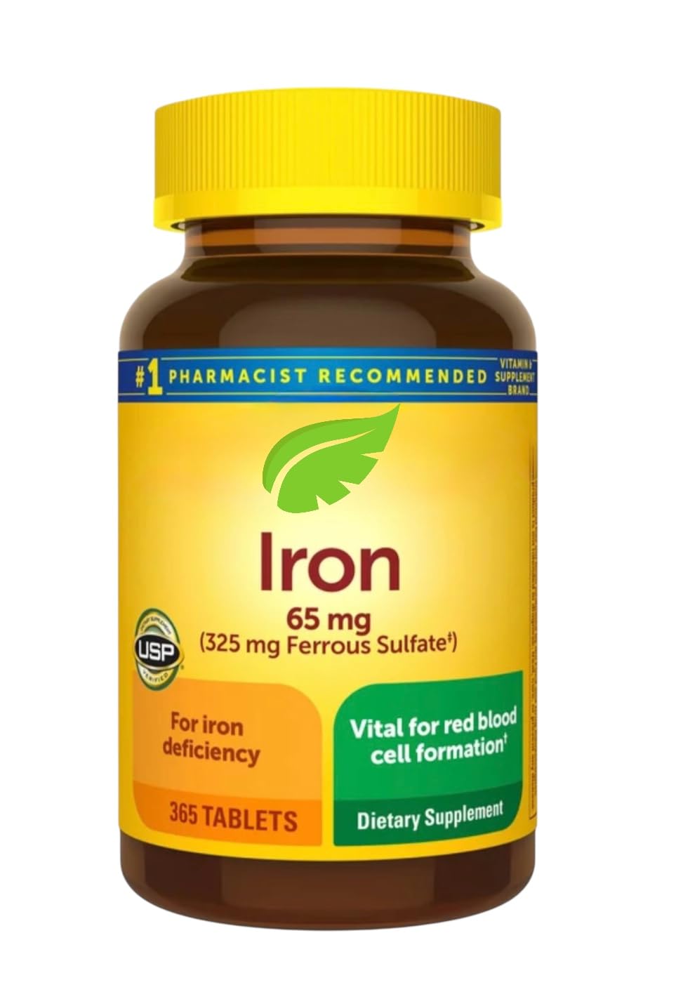 Generic Nature Iron's Supplement 65mg Ferrous Sulfate Tablet, 365 Tablets