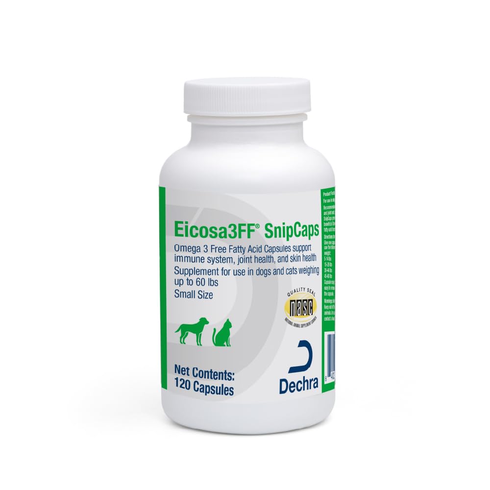 Eicosa3FF SnipCaps Omega 3 Free Fatty Acid Capsules for Dogs and Cats, Small, 120 Capsules