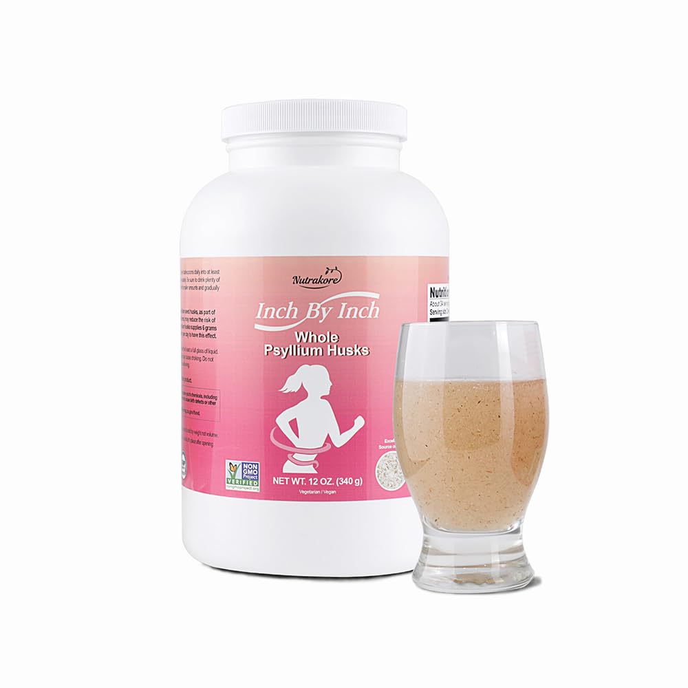Nutrakore Inch By Inch Whole Psyllium Husks Powder, 12 oz