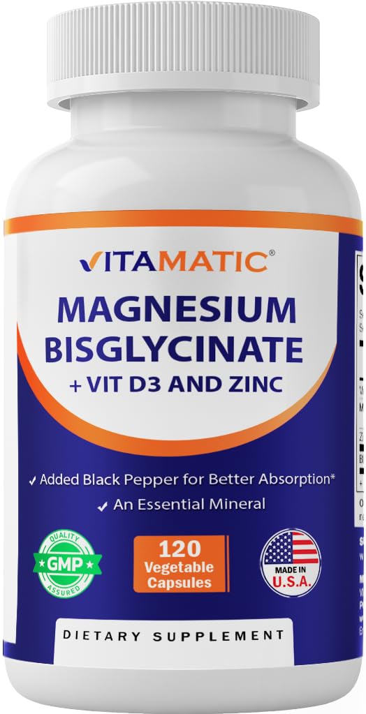 Vitamatic Magnesium (from Bisglycinate & Oxide) with Vitamin D3 & Zinc Capsule, 120 Veg Capsules