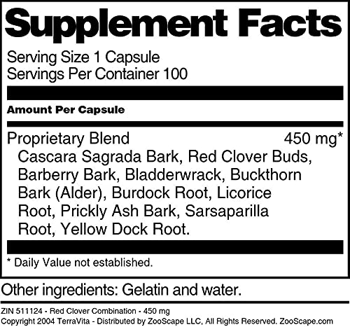 Terravita Red Clover Combination 450 mg Capsules, 100 Count