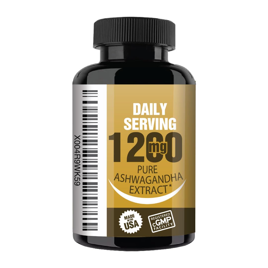 NooMost Ashwagandha 1200mg Supplement with Black Pepper Extract, 10% Withanolides, Capsules, 120 Count