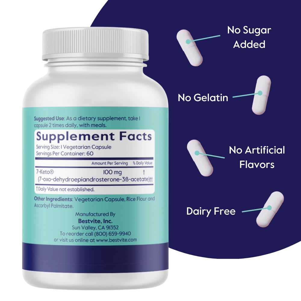 BESTVITE 7-Keto DHEA 100mg Capsule, 60 Capsules