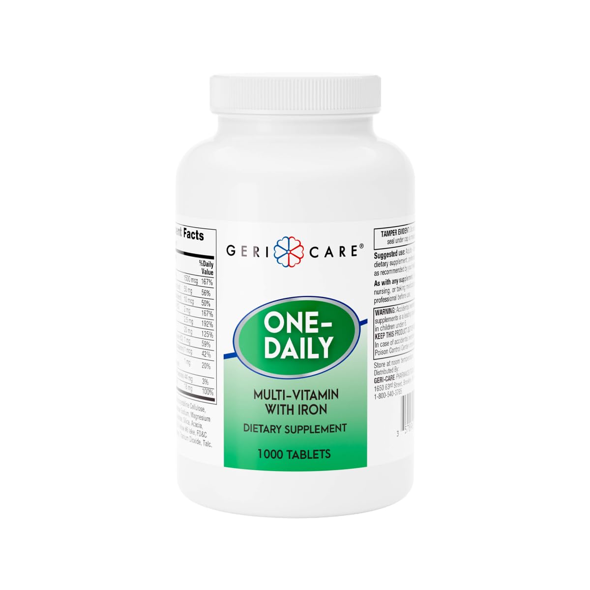 GeriCare One-Daily Multi-Vitamin with Iron Tablet, 1000 Count